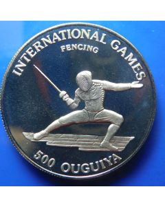 Mauritania	 500 ouguiya	1984	 International Athletics - Fencing 