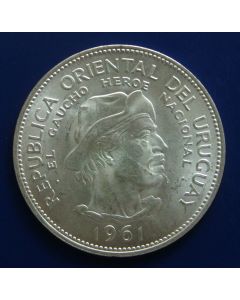 Uruguay 	 10 Pesos	1961	 Sesquicentennial of Revolution Against Spain - Silver