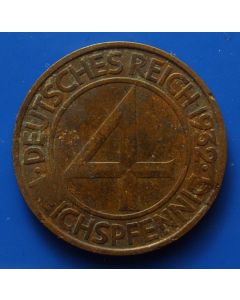 German, Weimar Republic  4 Reichspfennig1932A km# 75 