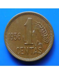 Lithuania Centas1936 km#79   Schön# 9