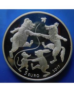  Latvia 	 5 Euro	2017	Fairy Tale,  The Old Man's Mitten – Proof / in box & coa