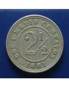 Colombia  2½ Centavos 1881h km# 180