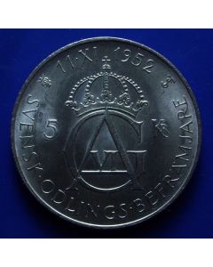Sweden 	 5 Kronor	1952	  -  70th Birthday of Fustaf Vl Adolf  - Silver