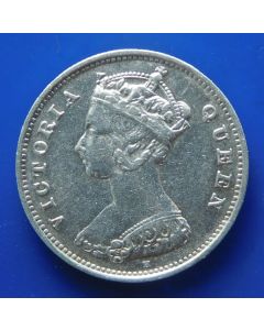 Hong Kong 	 10 Cents	 1900H	 Heaton Mint (five pearls in center of crown) 