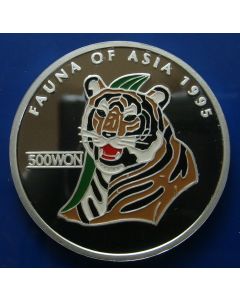 Korea  500 Won  1995	  Multicolor Tiger - Proof / Silver