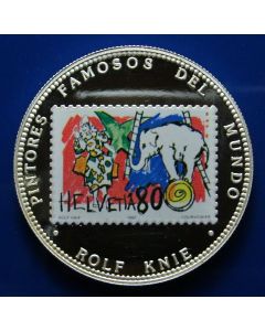 Equatorial Guinea 7000 Francos 1996	 Rolf Knie, Swiss famous stamp - Silver / Proof