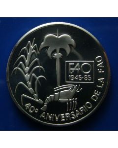 Carib.C.	 5 Pesos	1985	 Ann. Of F.A.O. Silver / Proof extreem low mintage