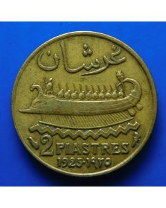 Lebanon 	2 Piastres	1925	French Protectorate 