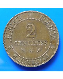 France  2 Centimes 1897a km# 827.1