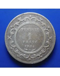 Tunisia 	 Franc	1891	 Alli III – qal.F
