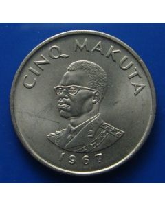 Congo Democratic Republic km# 9 5 Makuta1967