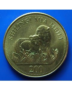Tanzania 	 200 Shilingi	1998	 - Two Lions / unc