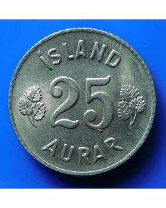 Iceland 	25 Aurar	1967	 Copper-Nickel