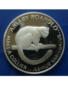 Madagascar 	 20 Ariary	1988	 - Lemur - Silver / Proof