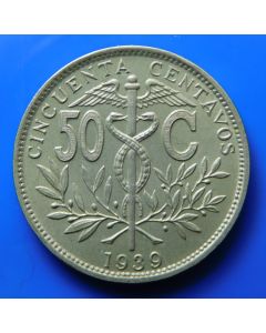Bolivia	 50 Centavos	1939	 UNC
