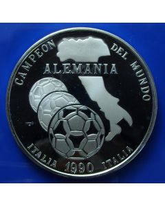 Carib.C.	 5 Pesos	1990	 W.C. Italy - Silver / Proof