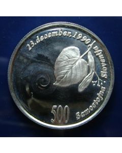 Slovenia 	 500 Tolarjev	1991	 1at Ann. Of independence – Silver