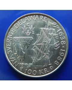 Sweden 	 100 Kronor	1988	 350th Anniversary of New Sweden Colony in Delaware - Silver