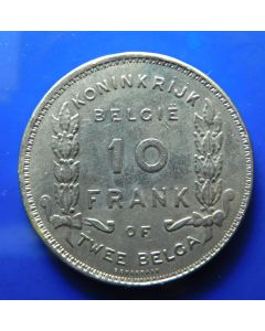 Belgium 	 10 Francs	1930	 Belgie (NL) / positie B (Position B: The edge lettering reads in upright position when the obverse side (with heads) faces up.)
