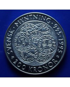 Sweden 	 200 Kronor	1995	  - 1000th Ann. Swedish Coinage - Silver