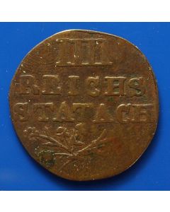German States  Aachen 4 Heller1767 lk upside down km# 52