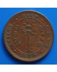 Ceylon  ½ Cent1870 km#91