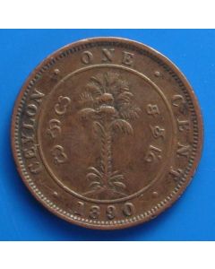 Ceylon  Cent1890 km#92