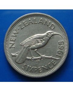 New Zealand 	 6 Pence	1965	 Huia bird
