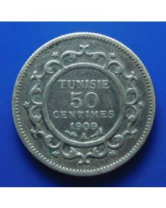 Tunisia 	 50 Centimes	1909	 Muhammad Al-Nasir Bey (low mintage)