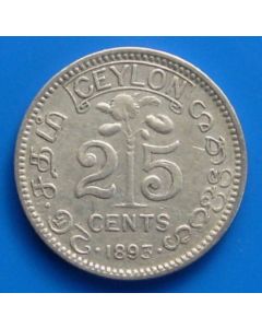 Ceylon  25 Cents1893 km# 95