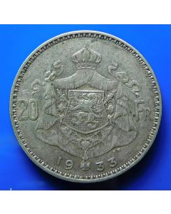 Belgium 	 20 Francs	1933	 pos.A  Der Belgen - Silver