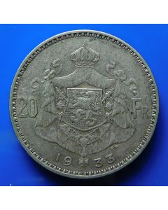 Belgium  20 Francs1933km104.1  pos.A  Der Belgen - Silver