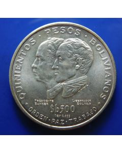 Bolivia	500 Pesos Bolivianos 	1975	150th Anniversary of Independence 