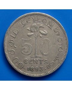 Ceylon  50 Cents1893 km# 96 