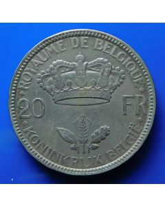 Belgium  20 Francs1935km# 105  - Silver