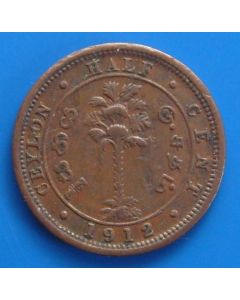 Ceylon  ½ Cent1912 km# 106    Schön# 8