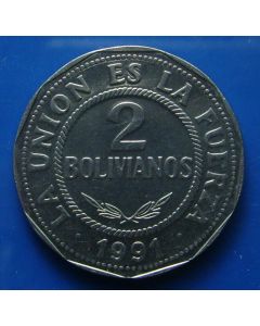 Bolivia 2 Boliviano 1991km#206.1