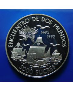 Ecuador 	 5000 Sucres	1991	 - Meeting of two worlds - Silver / Proof