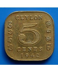 Ceylon  5 Cents1942 km# 113.1   Schön# 21a