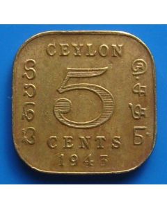 Ceylon  5 Cents1945 km# 113.2    Schön# 21b