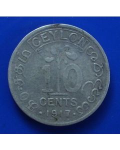 Ceylon  10 Cents1917 km# 104    Schön# 11a