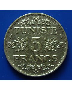 Tunisia  5 Francs1934km# 261 