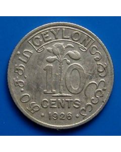 Ceylon  10 Cents1926 km# 104a    Schön# 11b