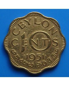 Ceylon  10 Cents1951 km# 121   Schön# 27