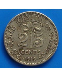 Ceylon  25 Cents1919b km# 105a    Schön# 12b