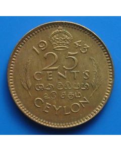 Ceylon  25 Cents1943 km# 115    Schön# 23