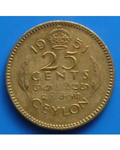 Ceylon  25 Cents1951 km# 122   Schön# 28