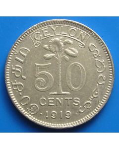 Ceylon  50 Cents1919b km# 109a    Schön# 13b