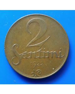Latvia 2 Santimi1922 km# 2   Schön# 2 
