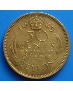 Ceylon  50 Cents1943km# 116    Schön# 24